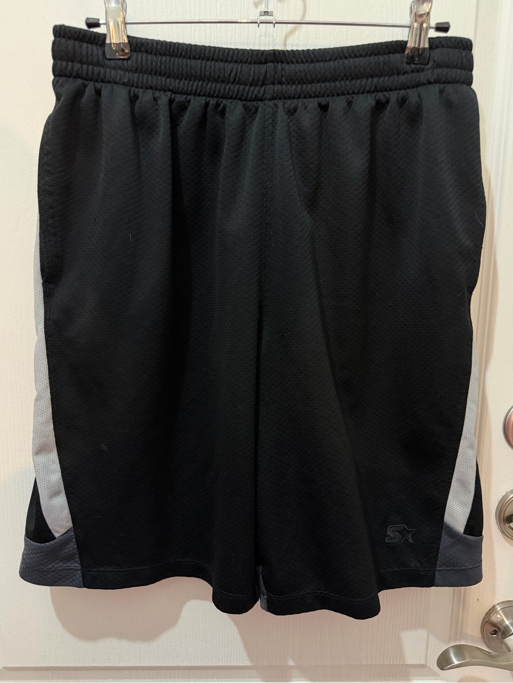 Starter Men’s Black Mesh Basketball Shorts Gray Accent Panels Size Medium